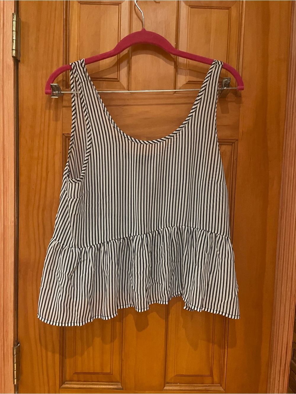 Forever 21 Black & White Striped Peplum Tank